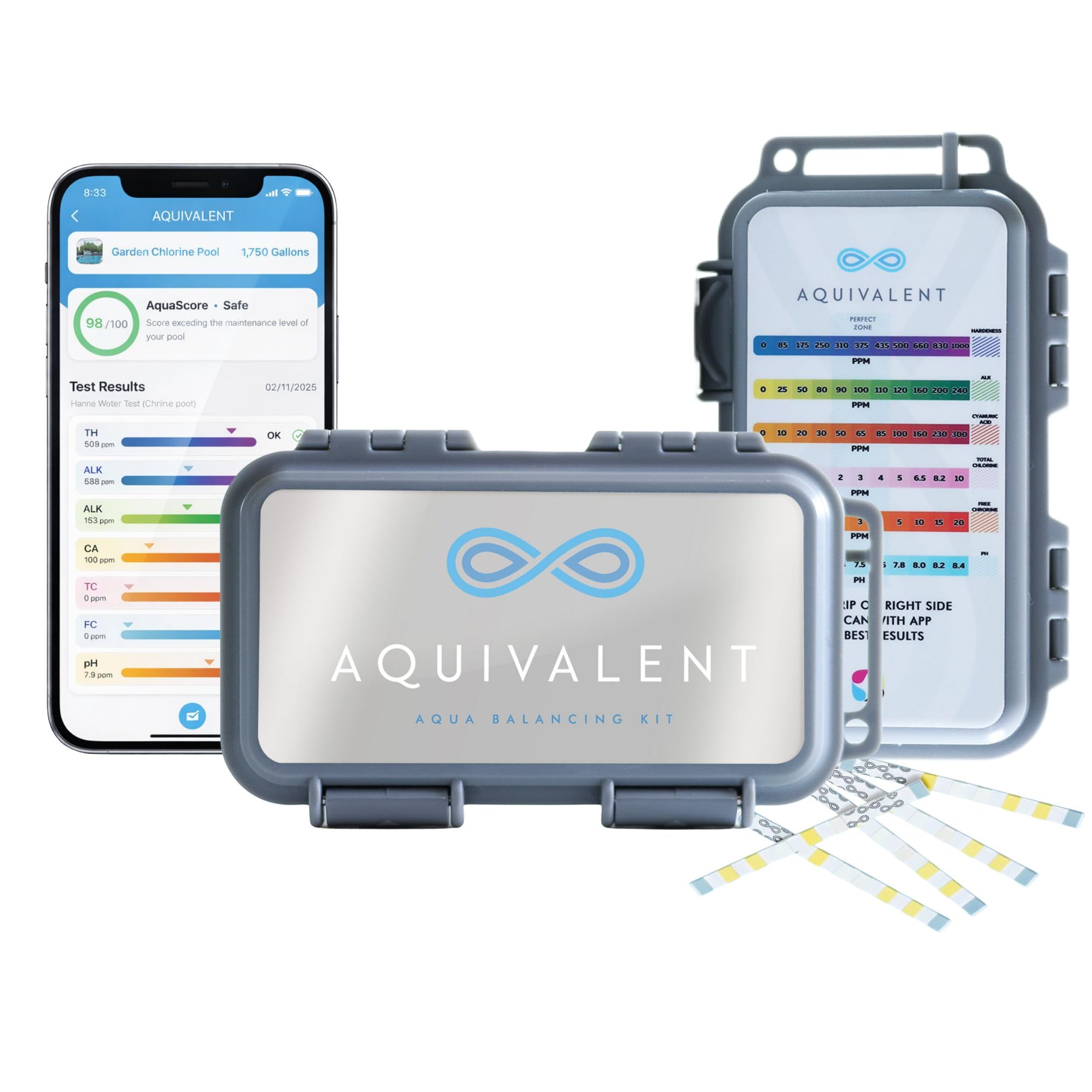 AQUIVALENT Aquivalent advanced test strips with AI app for quick pool readings