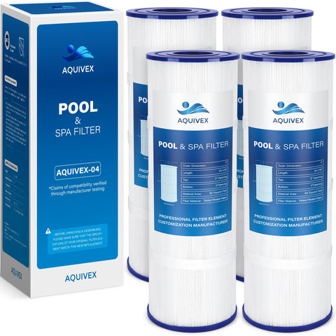 AQUIVEX CCP320 cartridge durability image communicates rugged performance for outdoor pools.
