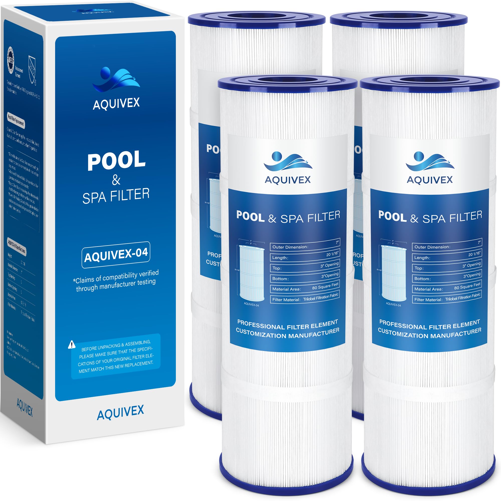 AQUIVEX CCP320 cartridge top view; easy installation for pool filter setups.