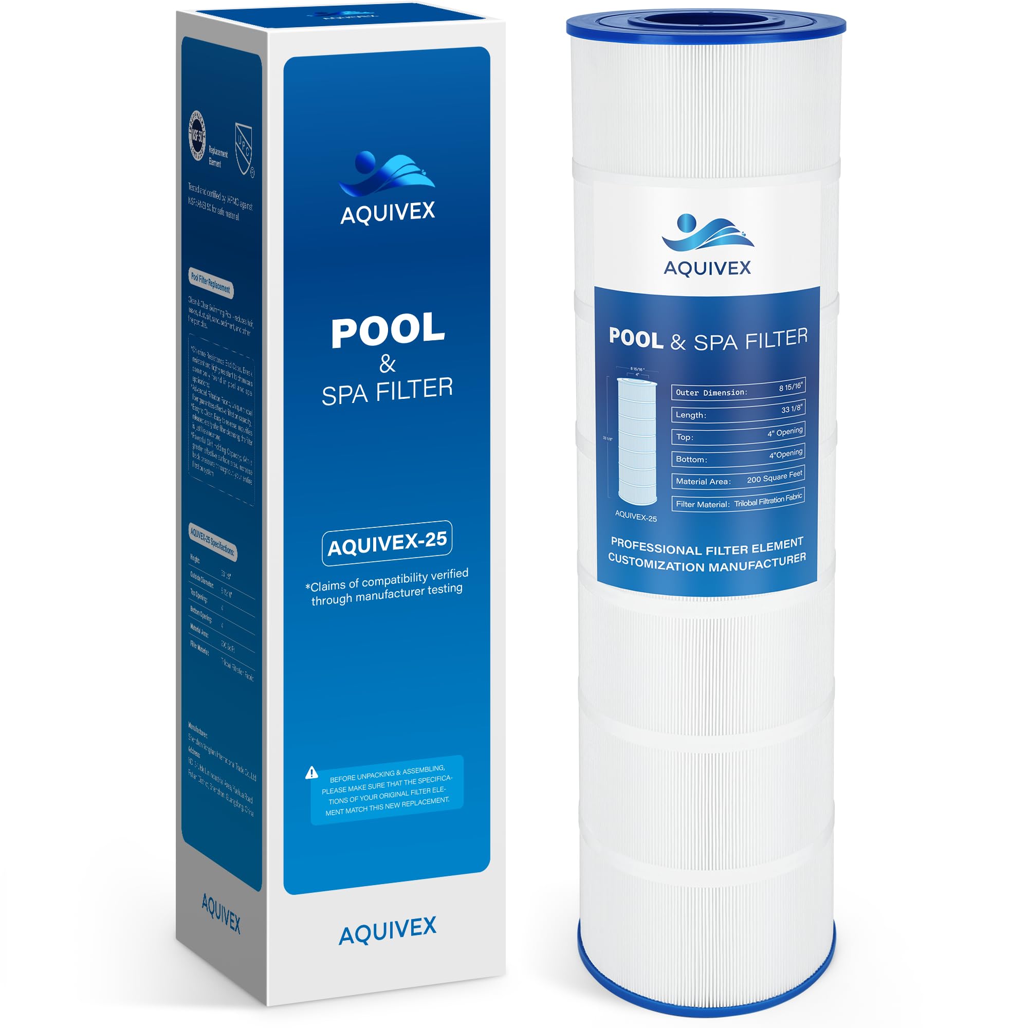 AQUIVEX CS200 cartridge for Jandy CS200 delivers robust filtration.