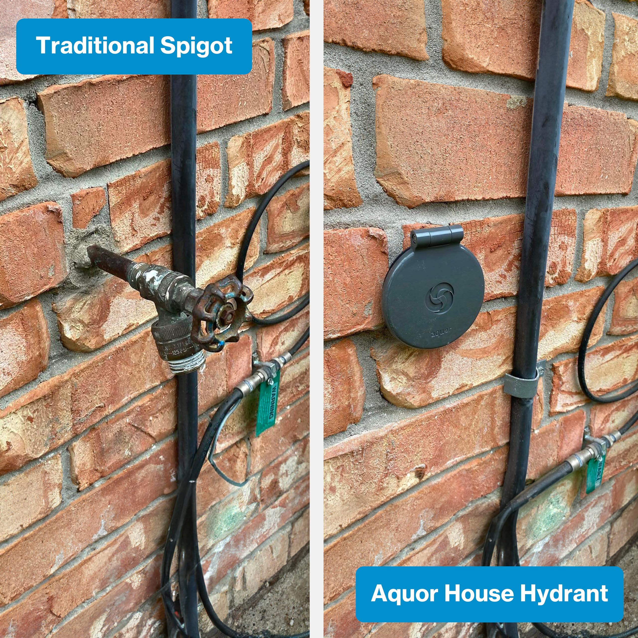 Aquor 4-inch stem install depth emphasized for precise exterior mounting.