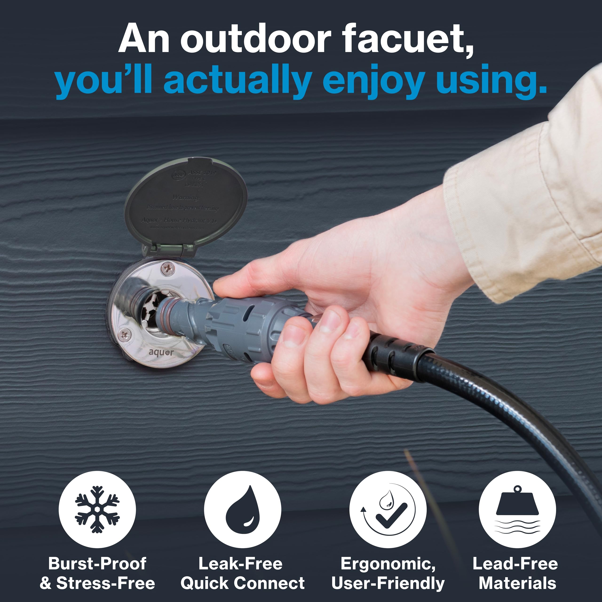 Aquor quick-connect hose connector demonstrates leak-free swaps.