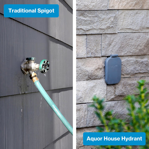 Aquor House Hydrant V2+ in-wall install showing frost protection