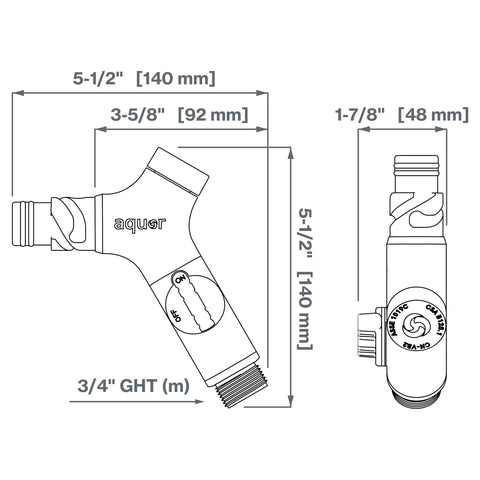 Standard garden hose thread ensures compatibility with most hoses.