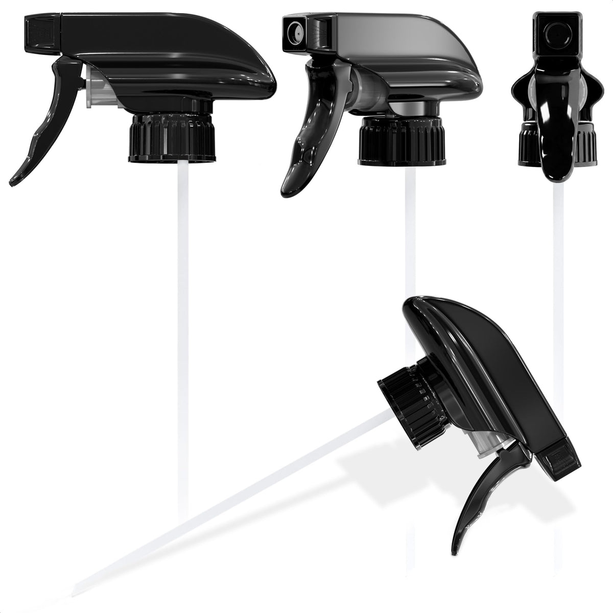 Aquue 4-pack spray nozzles with universal fit for common bottles, ideal for easy upgrades.