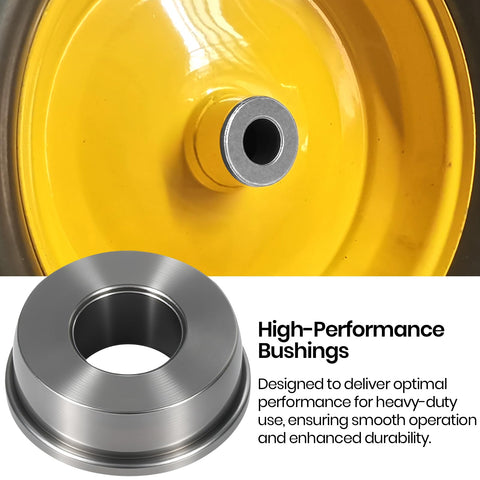 AR-PRO 1-inch carbon steel bushings in-use on a lawn mower for smooth motion.