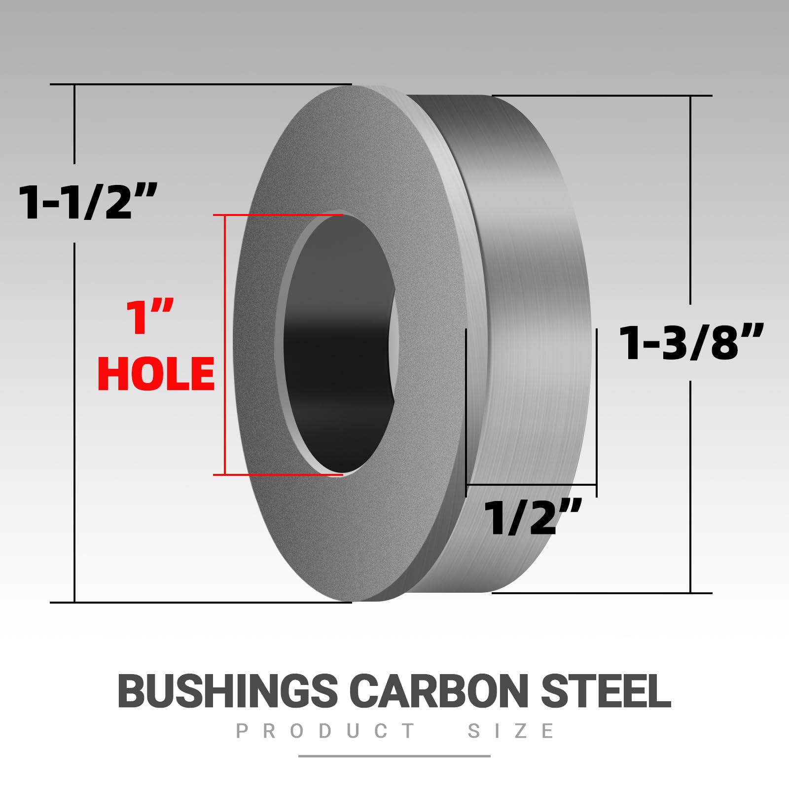 AR-PRO 1-inch carbon steel bushings side view showing durable wear resistance.