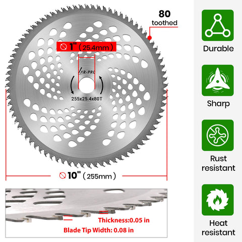AR-PRO carbide brush blades cutting through weeds with smooth efficiency.