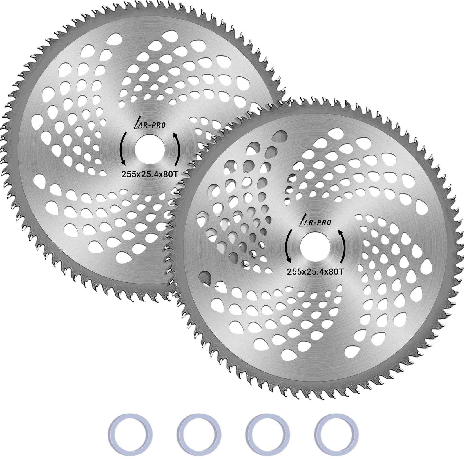 AR-PRO 10-inch carbide brush blades pack shot, built for durable yard maintenance.