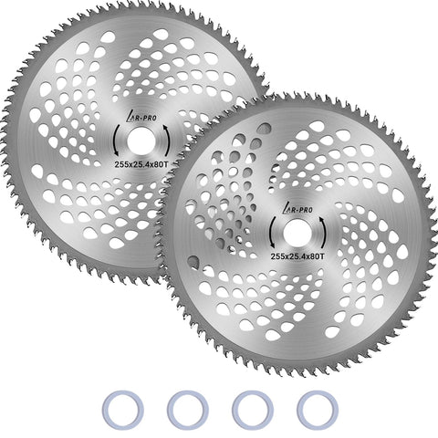 AR-PRO 10-inch carbide brush blades pack shot, built for durable yard maintenance.