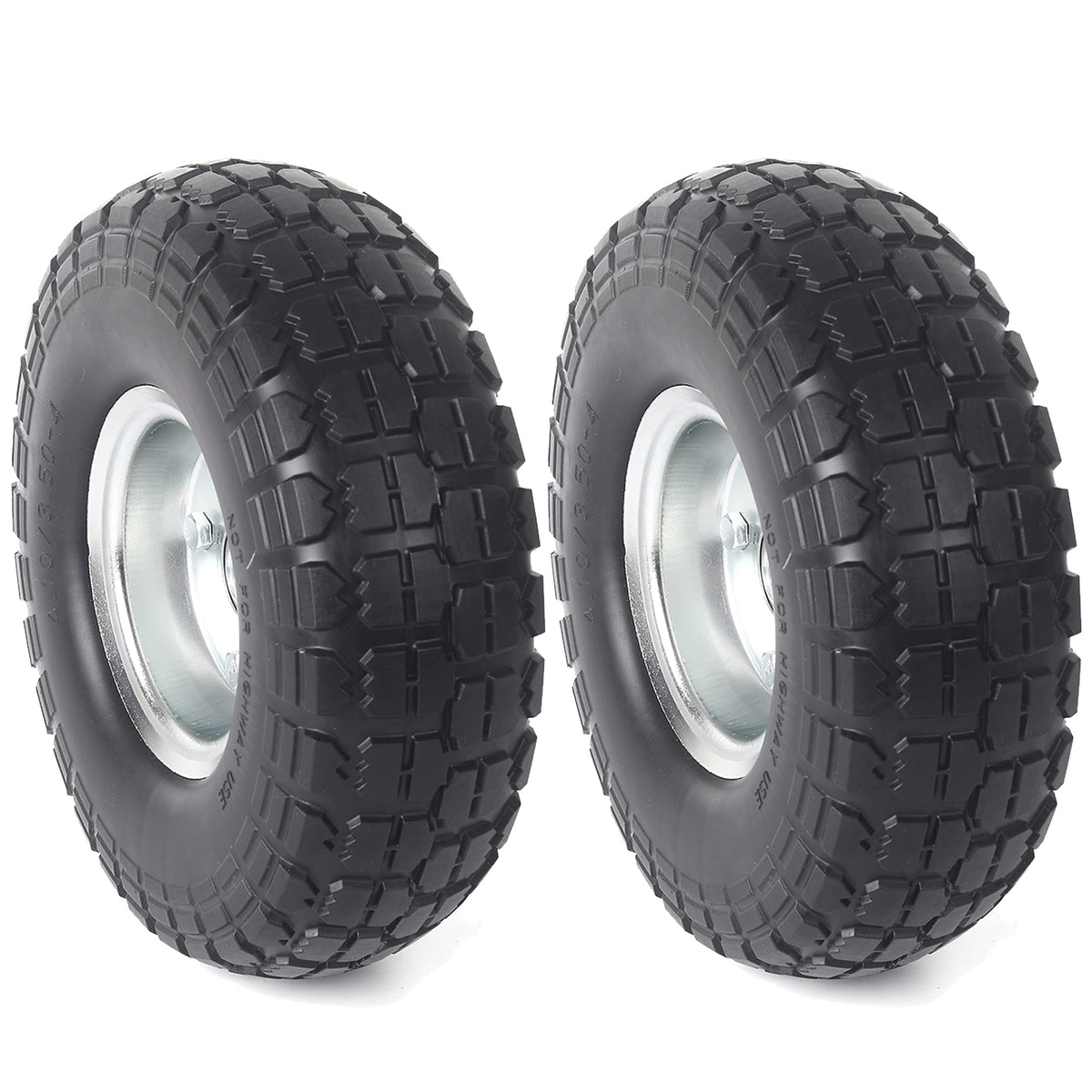 AR-PRO 10-inch flat-free tire wheel assembly shown for durable mobility.