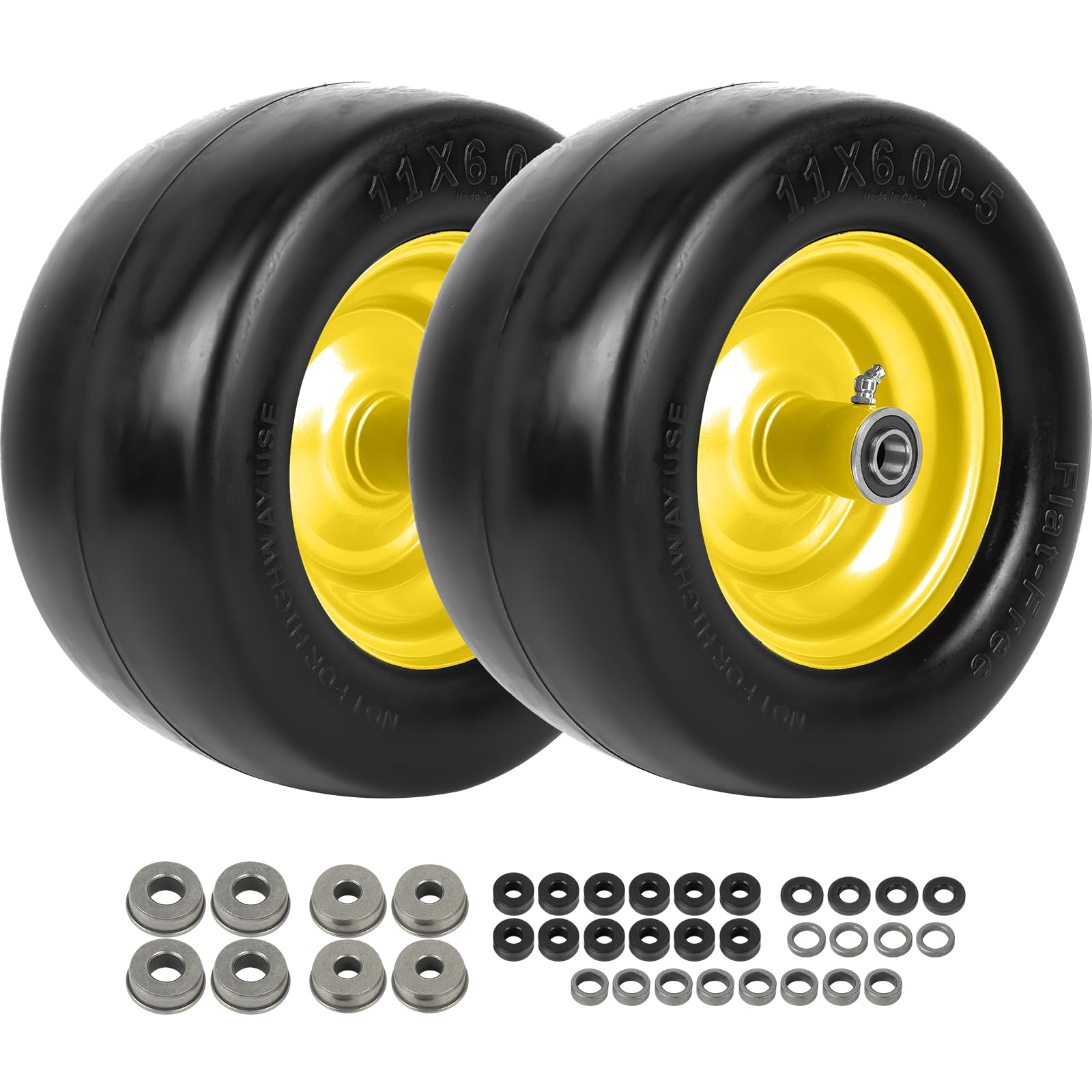 AR-PRO 11x6-00-5 flat-free tire with rim assembly for zero-turn mower performance
