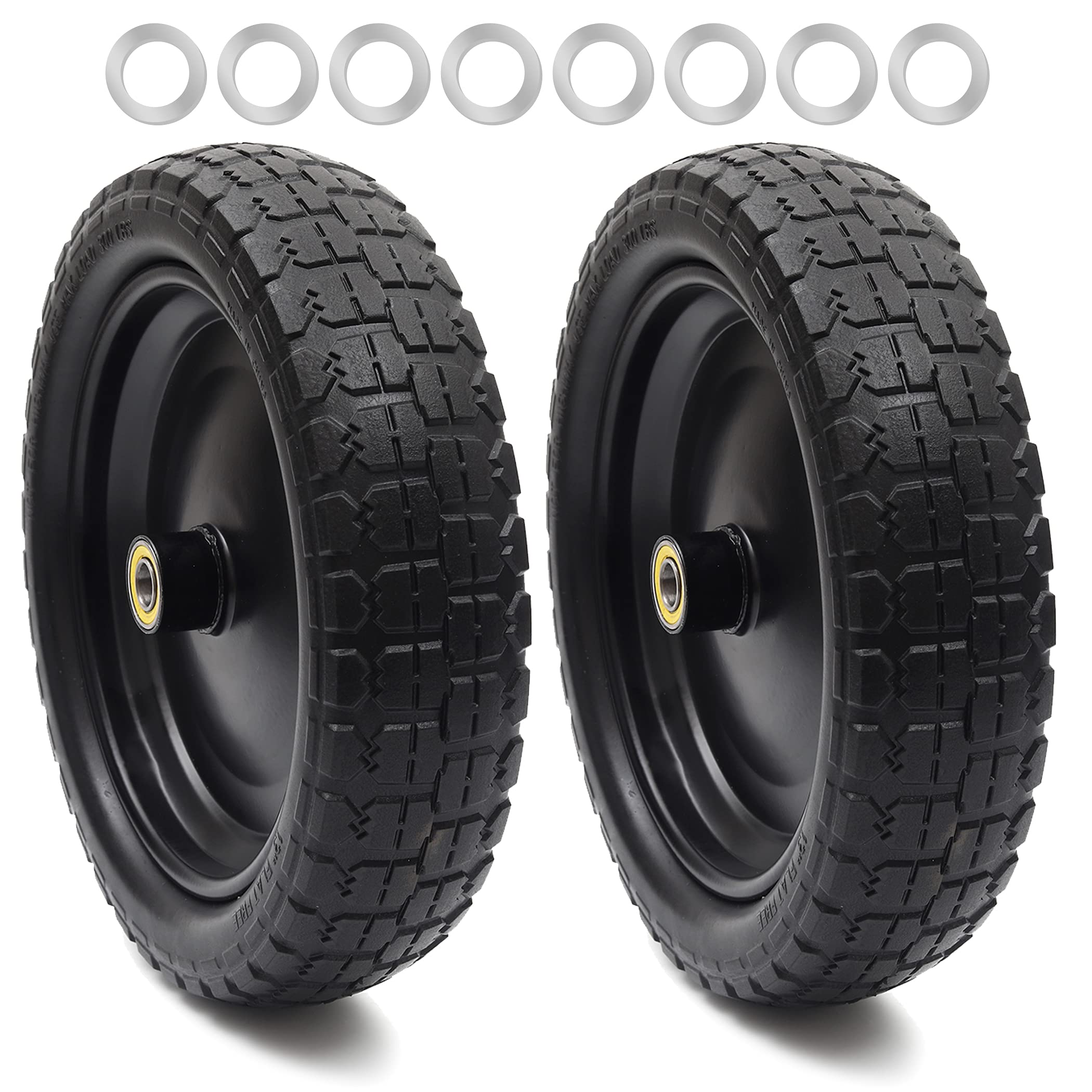 AR-PRO 13-inch flat-free tire and wheel, front view for carts