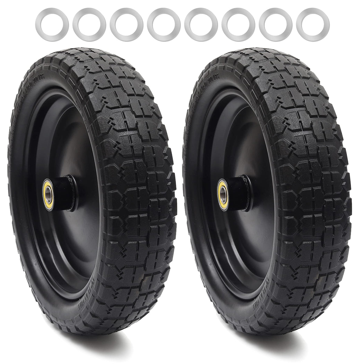 AR-PRO 13-inch flat-free tire and wheel, front view for carts