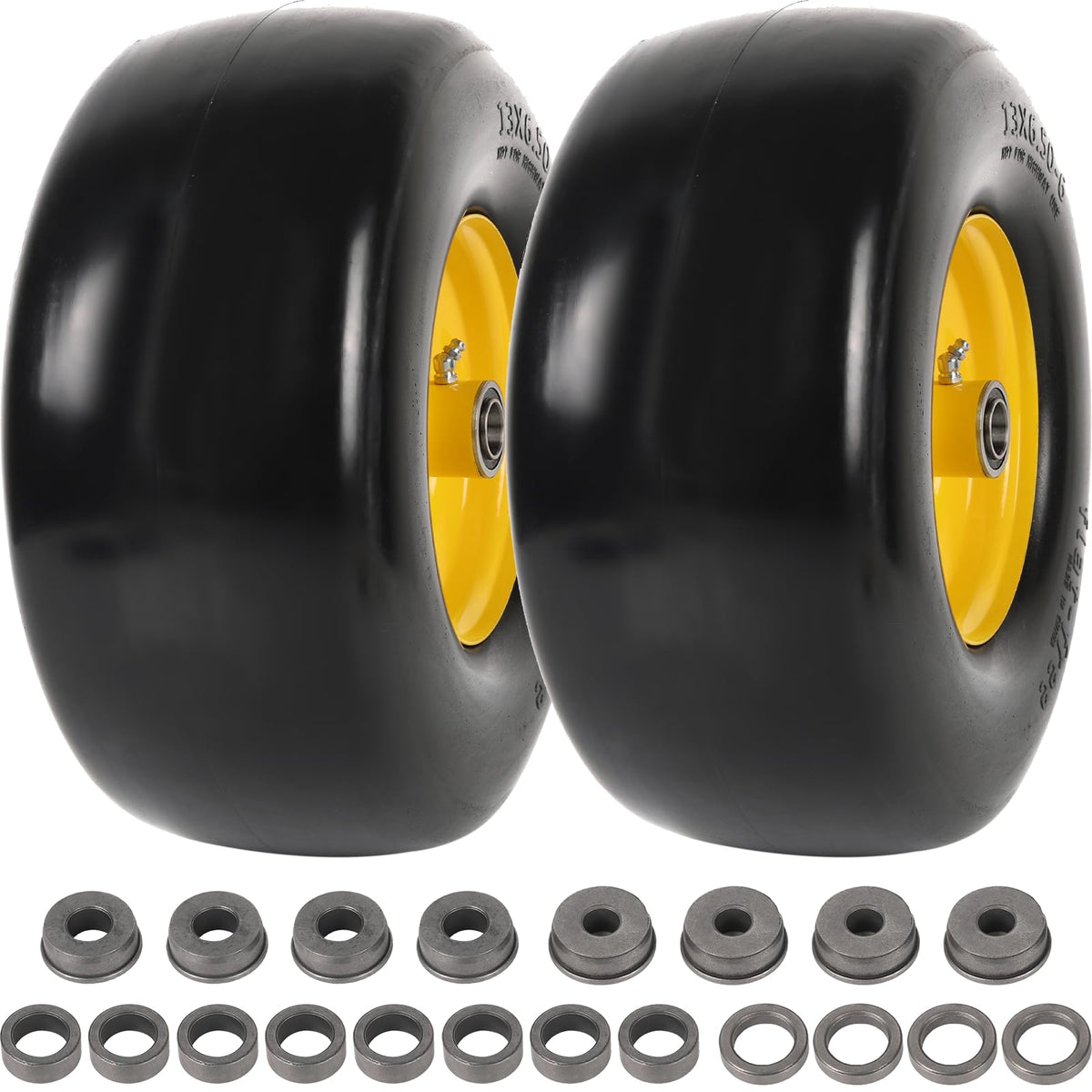AR-PRO 13x6.50-6 flat-free tire and wheel, front view for zero-turn mowers