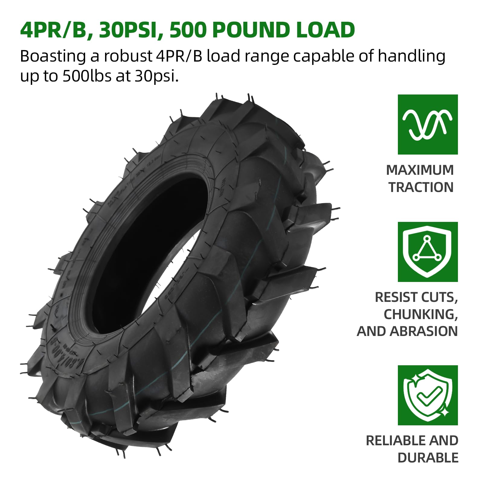 AR-PRO 16-inch tire size shown for compatibility with garden tractors and mowers.