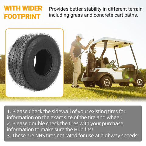 AR-PRO 18x8-50-8 compatibility with golf carts for turf-friendly stability.