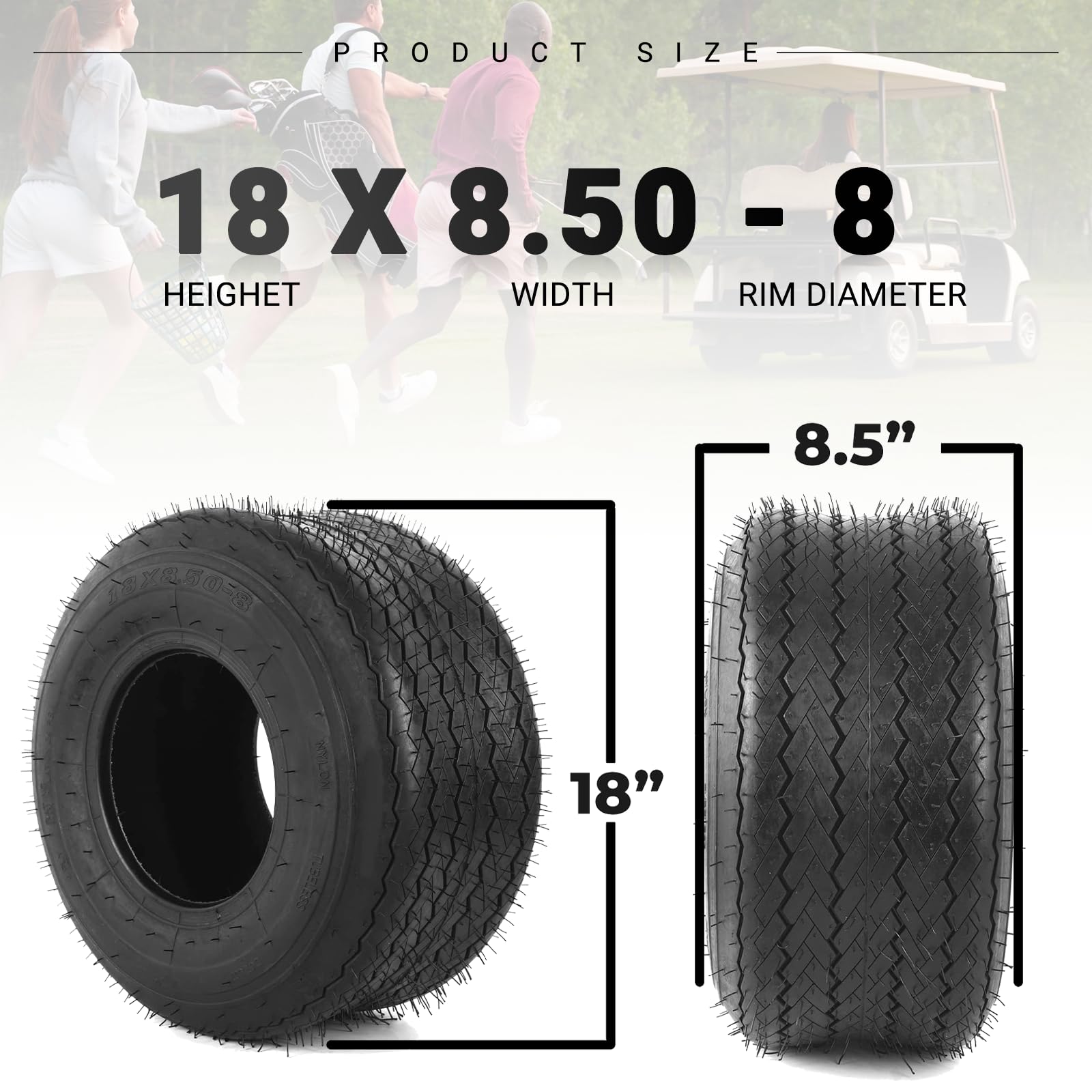 AR-PRO 18x8-50-8 tire sidewall detail illustrating sturdy 4-ply construction.