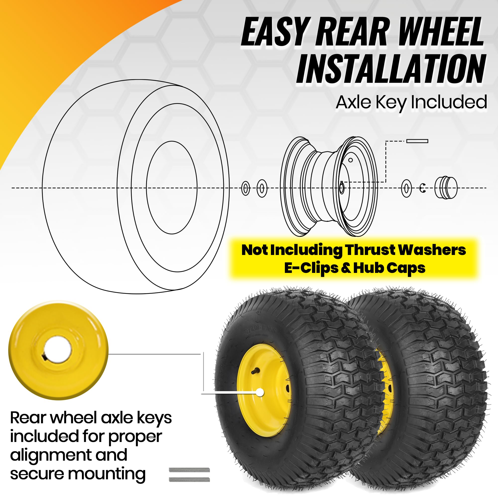 AR-PRO rear tire and wheel assembly improves turf traction on uneven ground