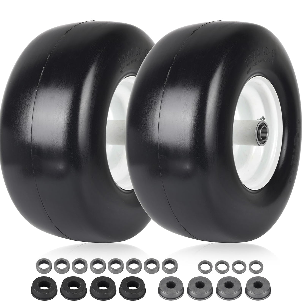 AR-PRO flat-free tire and wheel assembly for lawn mower use.
