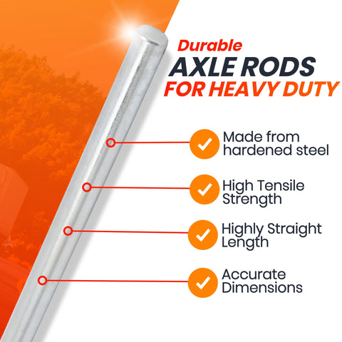 AR-PRO axle shaft compatible with wheelbarrows and dollies for quick maintenance.