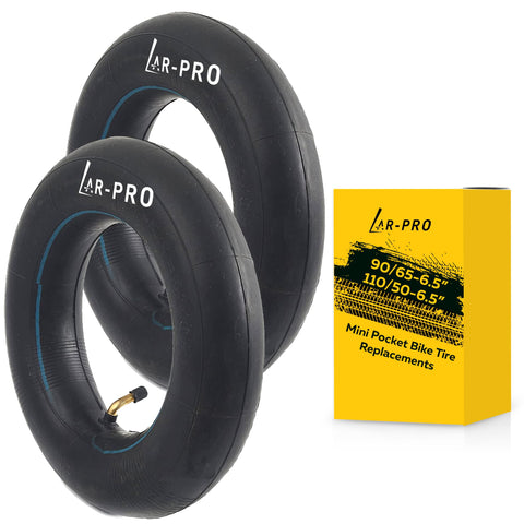 AR-PRO 2-pack inner tubes for 90/65-6.5 and 110/50-6.5 tires, ready for front or rear use.