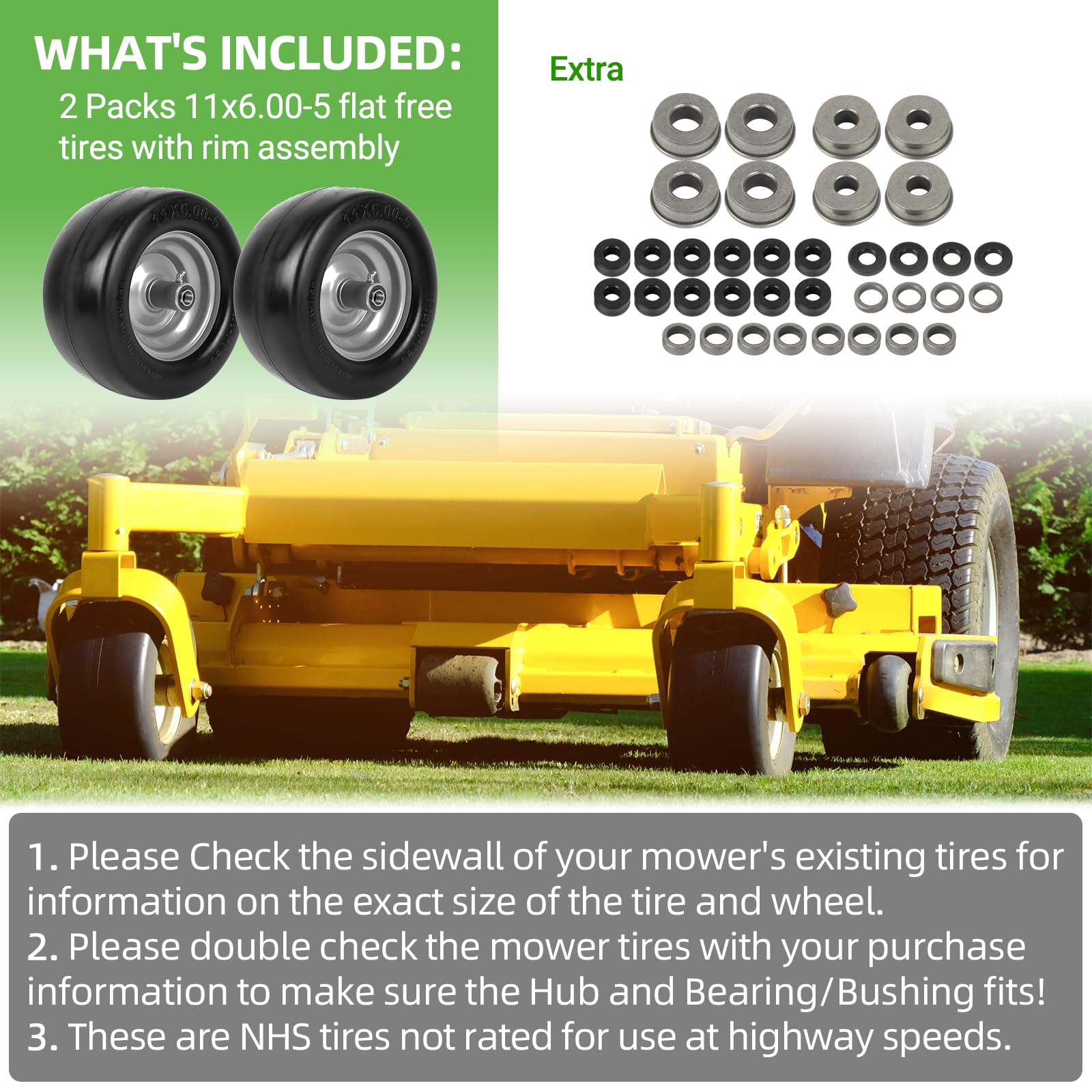 AR-PRO 11x6-5 tread minimizes turf disruption during mowing.