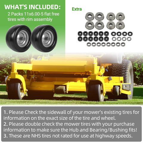AR-PRO 11x6-5 tread minimizes turf disruption during mowing.