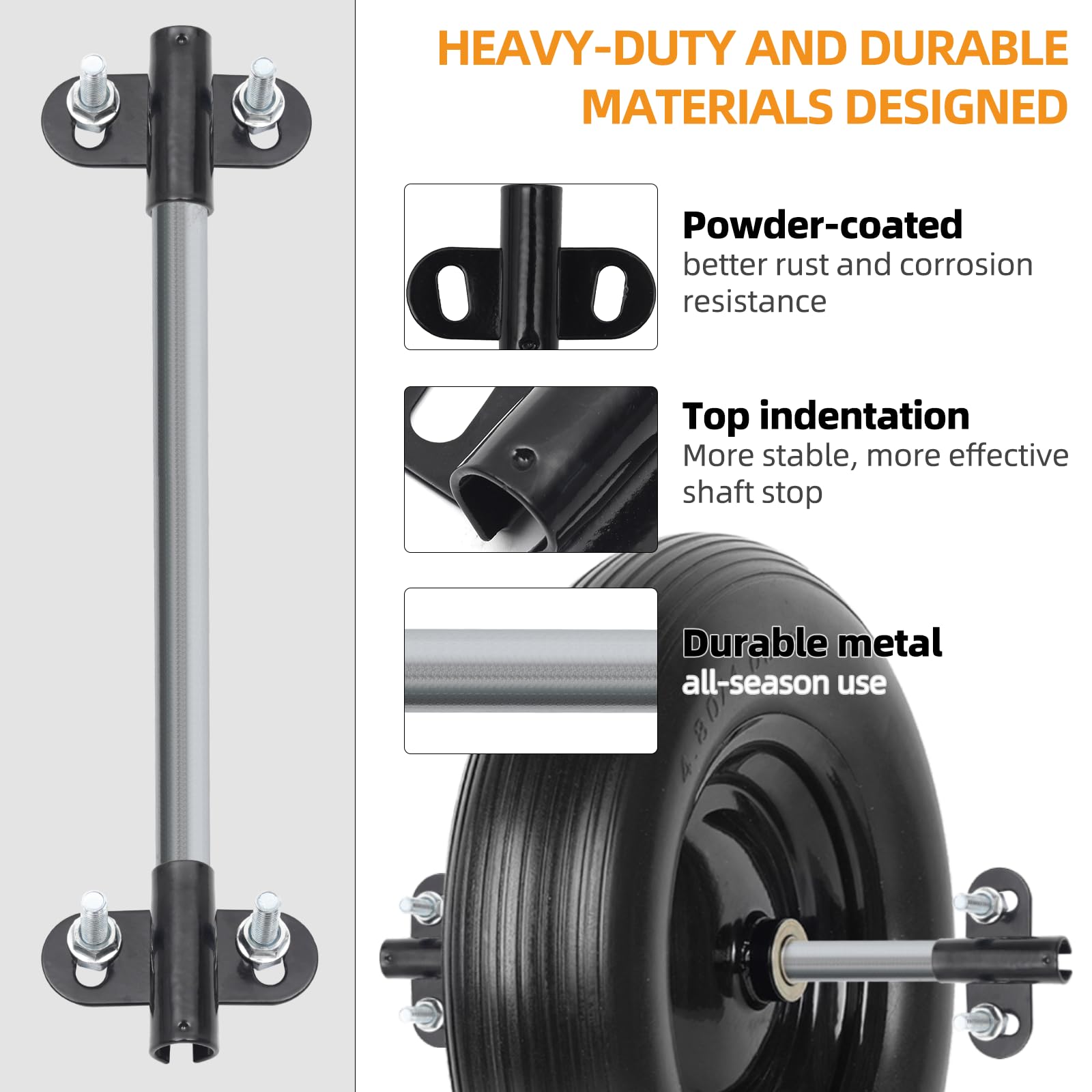 AR-PRO 5/8-inch hole axle shaft fits universal single-tire wheelbarrows