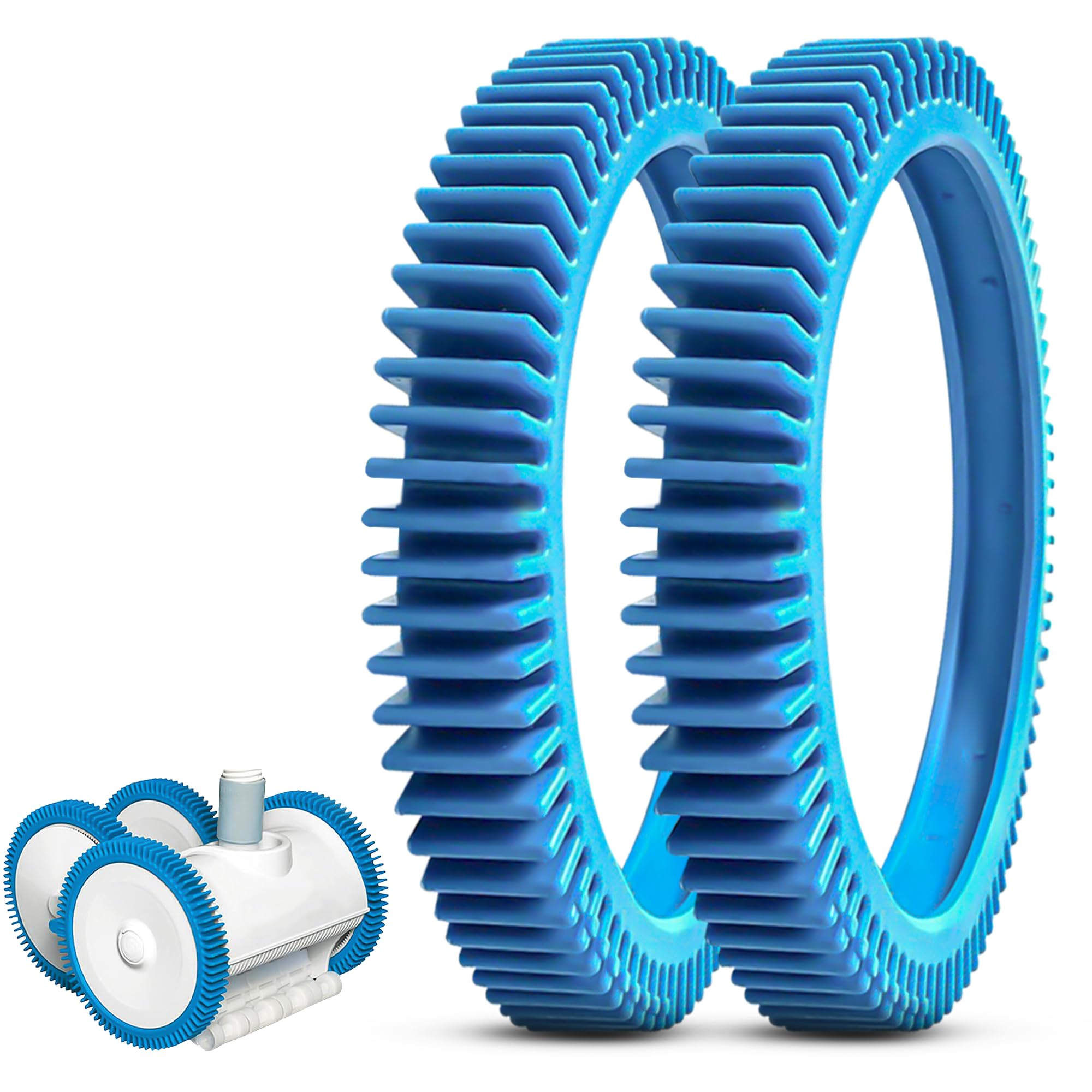 AR-PRO back tires for 4-wheel pool cleaners improve stability on rough surfaces.