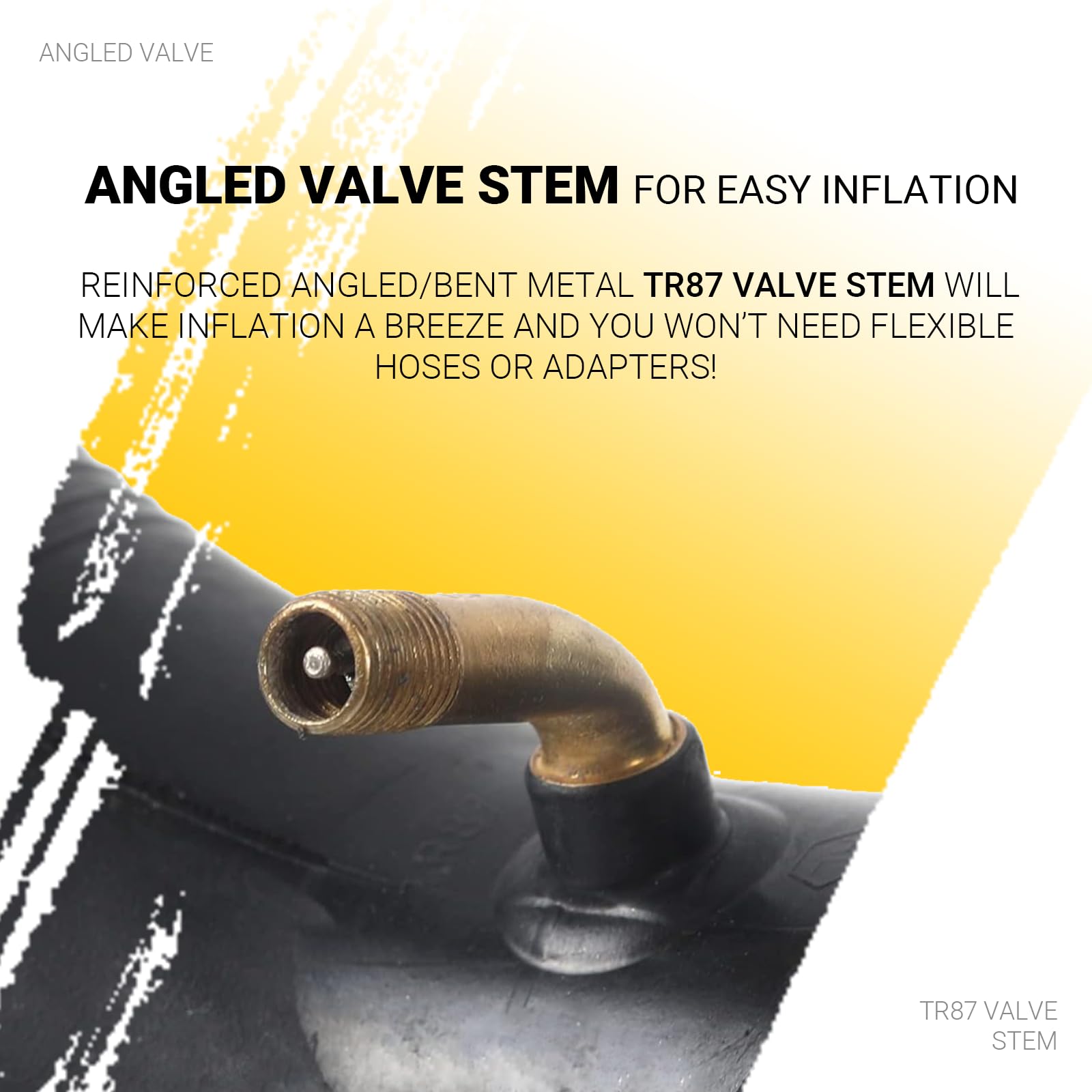 AR-PRO bent valve stem detail highlights secure airtight seal.