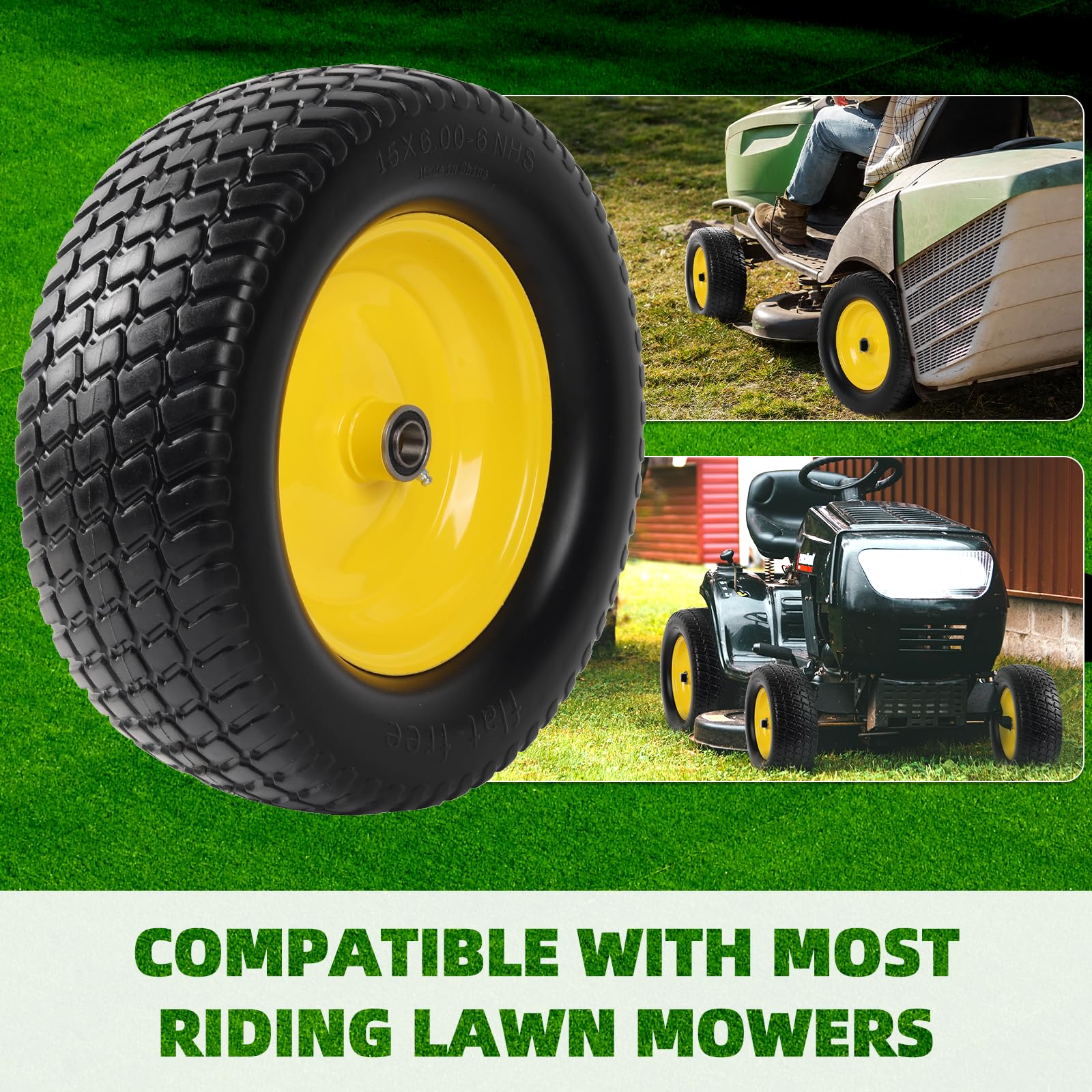 AR-PRO centered 3in hub aligning with mower wheel for smooth steering