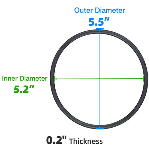 5.2 inch inside diameter, 5.5 inch outside diameter, 0.2 inch thickness diagram.