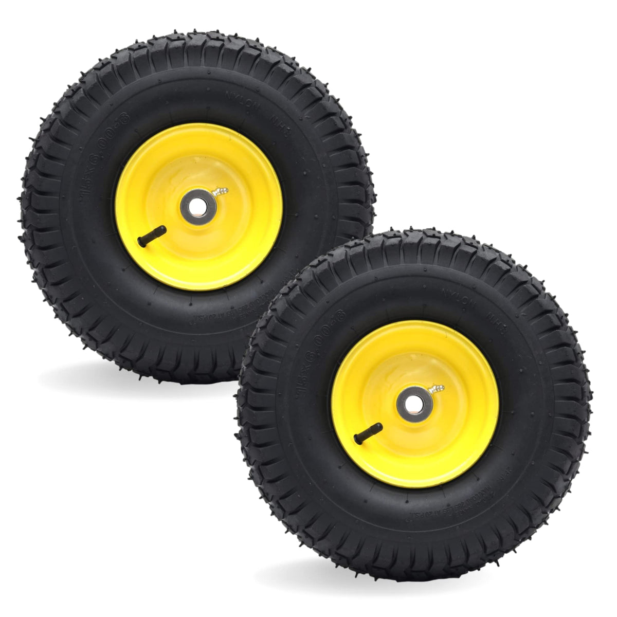 AR-PRO exact replacement front tire and wheel assembly on John Deere mower for precise fit and smooth mowing