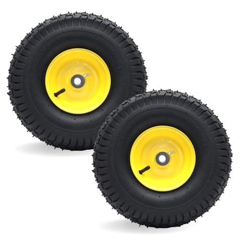 AR-PRO exact replacement front tire and wheel assembly on John Deere mower for precise fit and smooth mowing