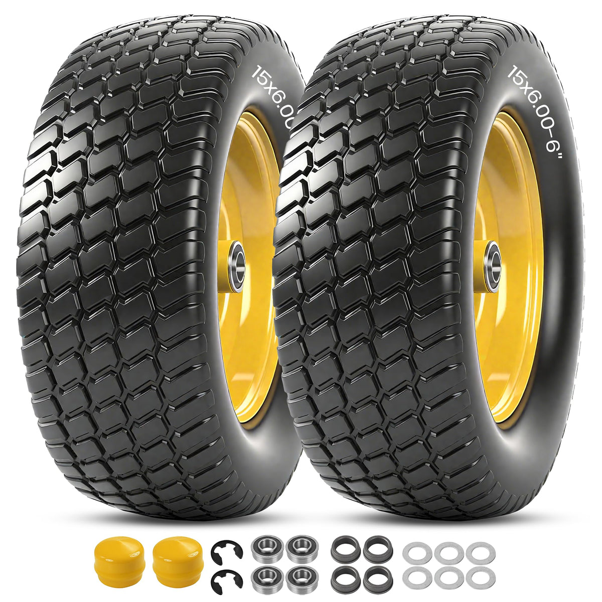 AR-PRO flat-free front tire assembly on a 15x6-6 wheel showing stability and fit