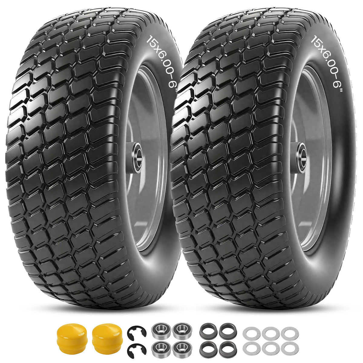 AR-PRO flat-free front tire wheel 15x6-6 pair for lawn care