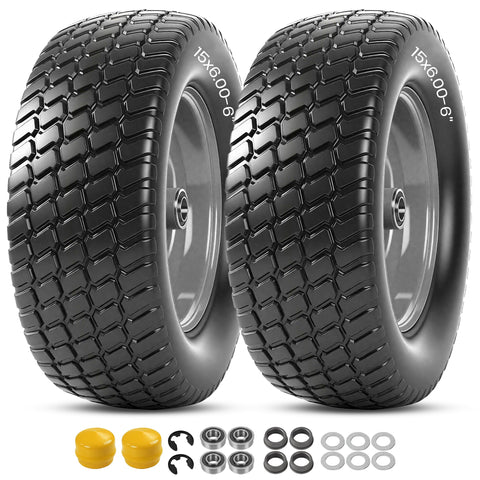 AR-PRO flat-free front tire wheel 15x6-6 pair for lawn care