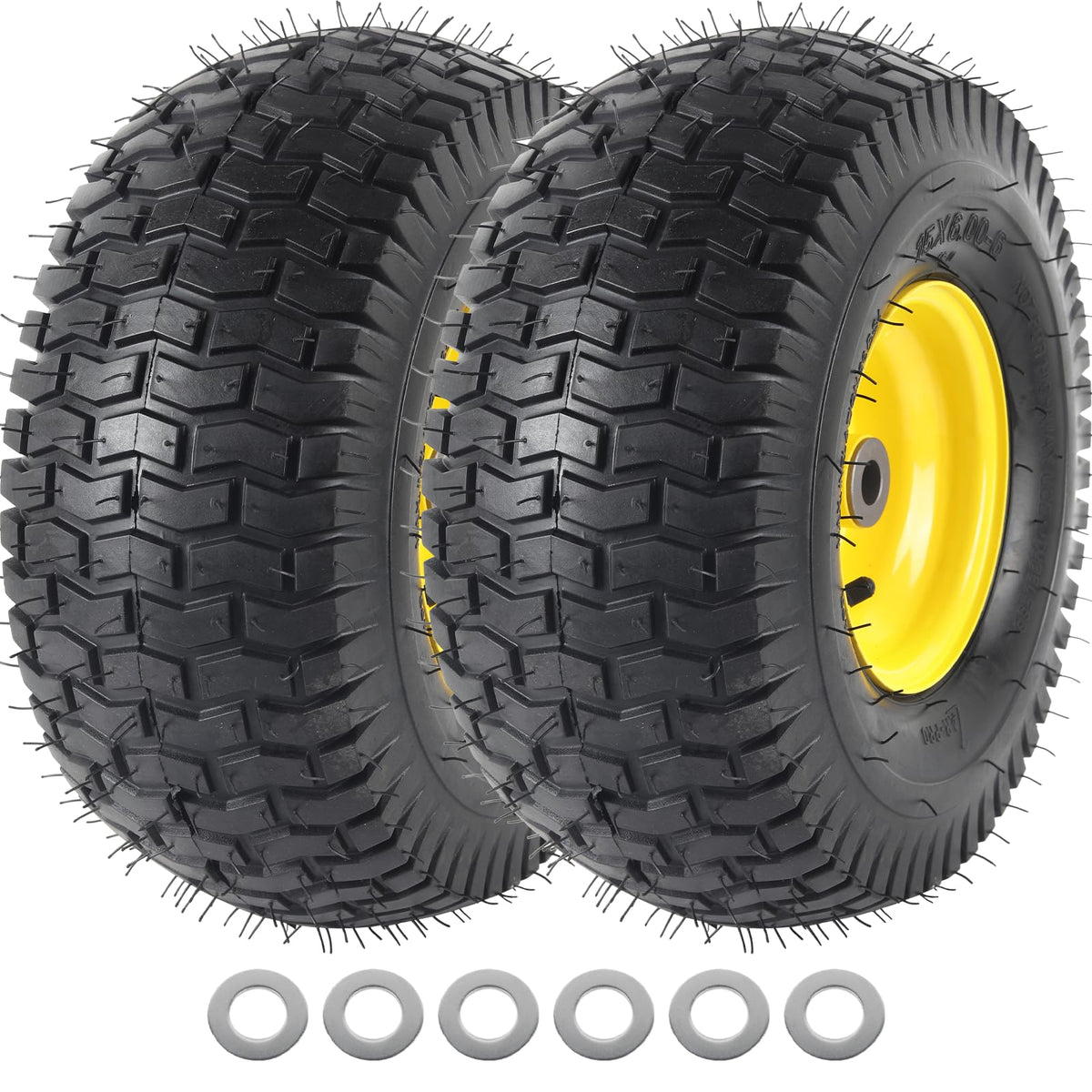 AR-PRO front tubeless tire-wheel assembly 15x6-6 for John Deere mowing equipment, turf-friendly replacement.