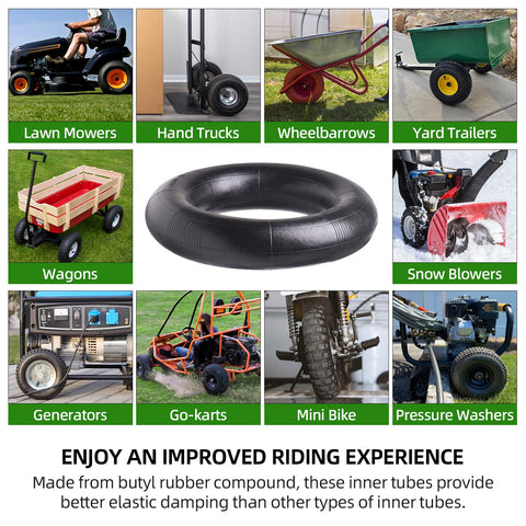 AR-PRO compatible-tire-size image demonstrates reliable garden-cart inner tube fitment.