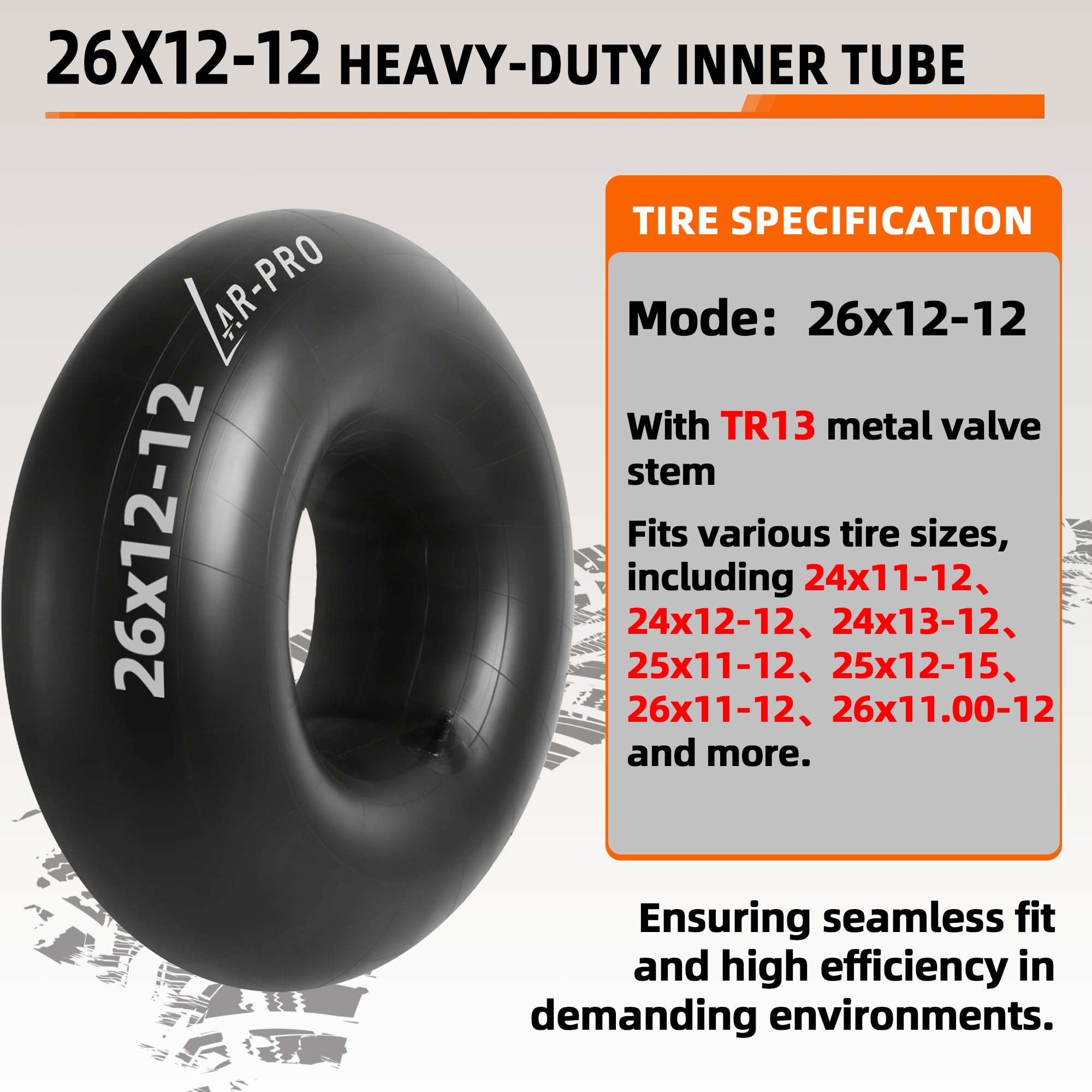 AR-PRO heavy-duty butyl rubber construction delivers lasting puncture resistance.