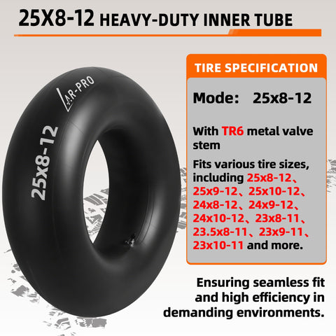 AR-PRO inner tube for 25x9-12 ready for rugged outdoor use