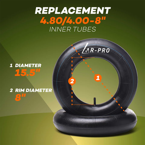 AR-PRO heavy-duty rubber inner tube on an 8-inch rim for durability.