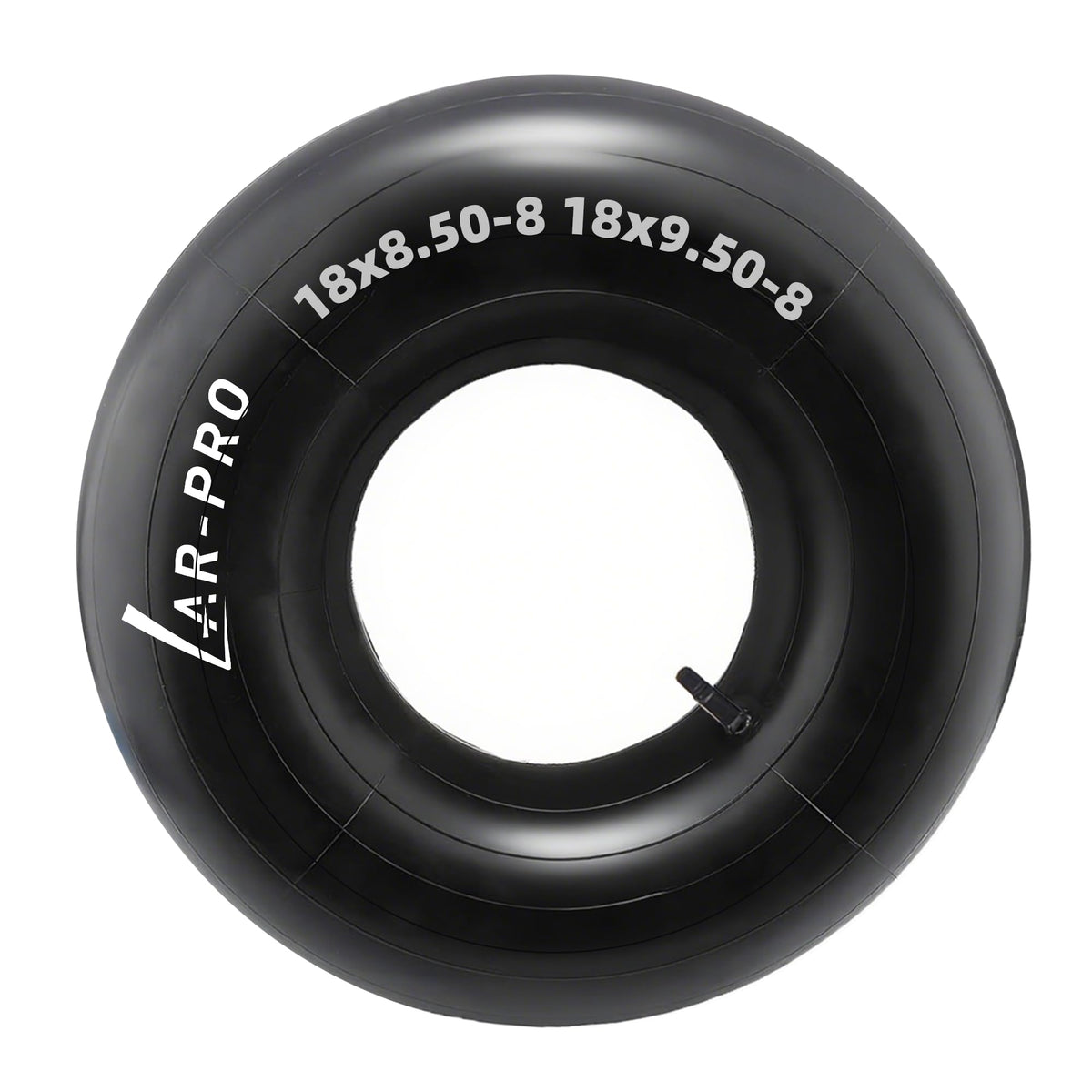 AR-PRO inner tube 18x8.50-8, top view, durable butyl construction for ATV and golf carts.