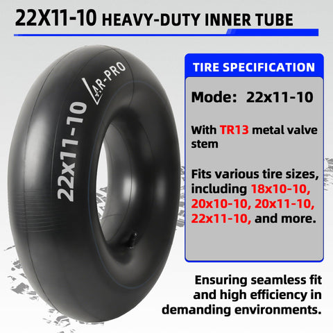 AR-PRO inner tube with TR13 straight valve for 20x10-10 tires, ideal for ATV and UTV.