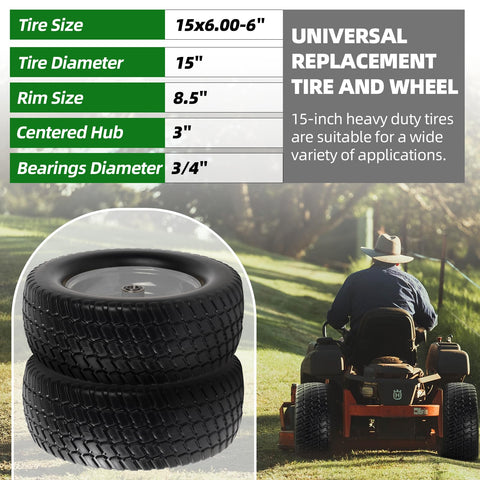 AR-PRO front tire wheel compatible with John Deere mowers