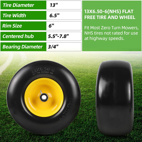 AR-PRO flat-free tire and wheel side view showing mower compatibility
