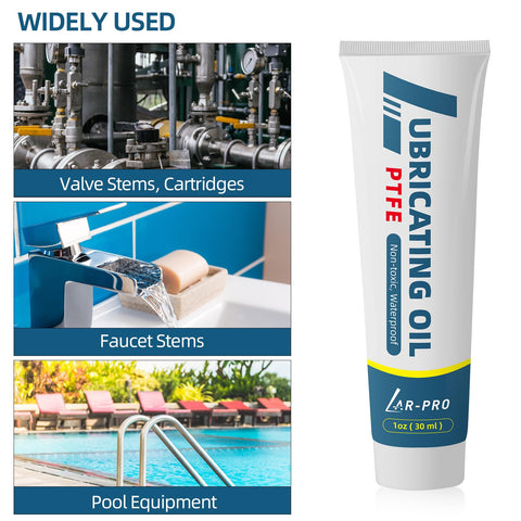 Multi-use lubricant for bearings, pumps, and gaskets across fixtures.