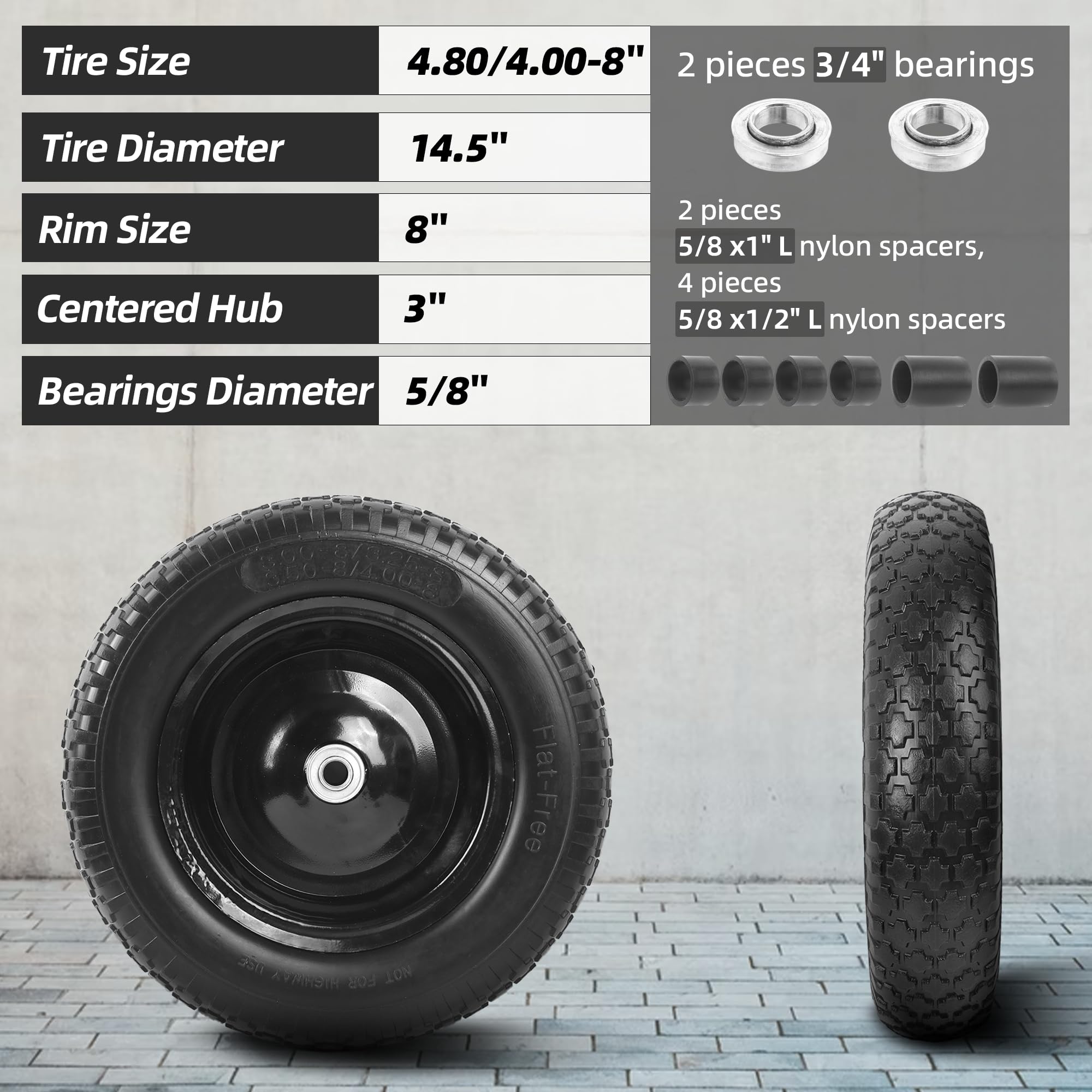 AR-PRO polyurethane tire close-up highlighting durability and flat-free performance