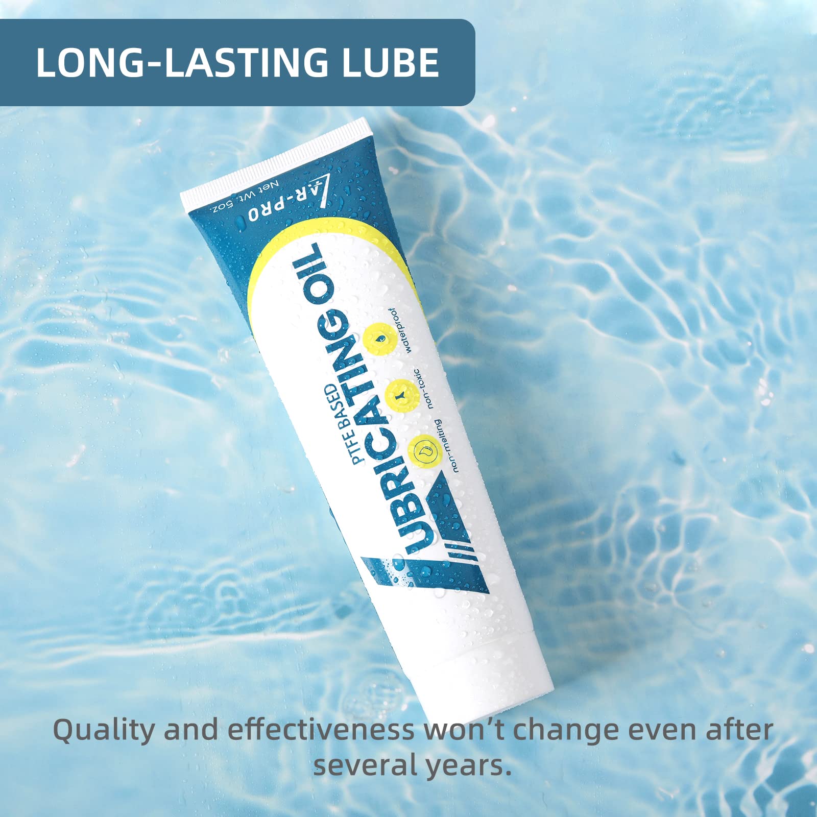 AR-PRO pool o-ring lubricant close-up showing PTFE base and waterproof film.
